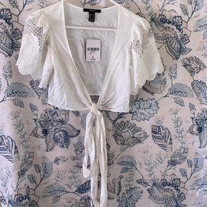 Cream woven crop top